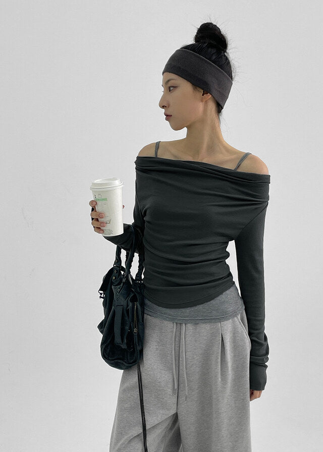 [ Pre-order ] Blackup Made Florem Gimo Drape Long Sleeve T-shirt