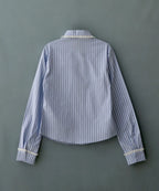 [ Pre-order ] Stripe Lace Tie Shirt Blue