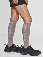 [ Pre-order ] Tattoo Cotton Knee Socks Beige