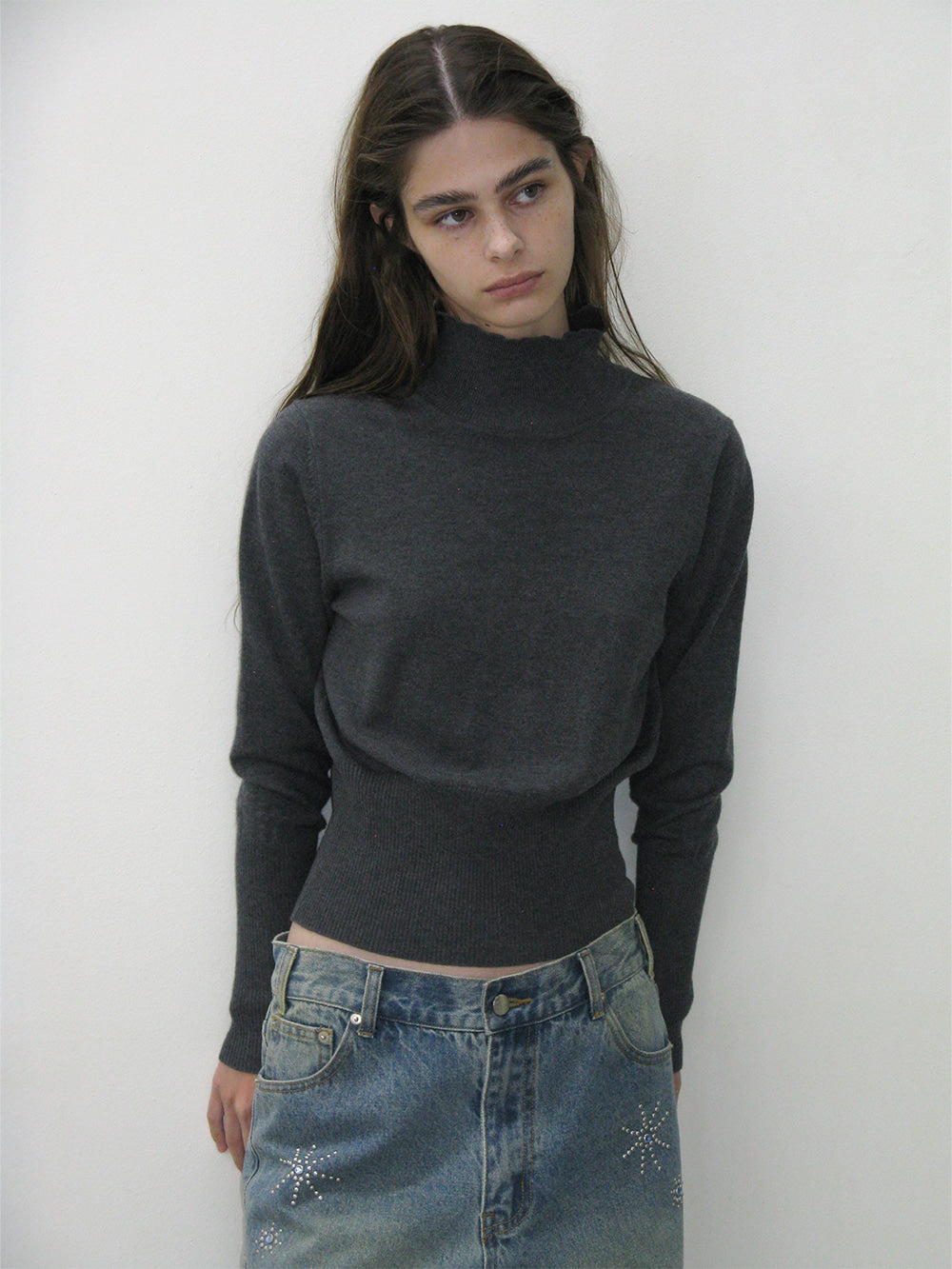[ Pre-order] PWC HIGHNECK BACK BUTTON-UP KNIT TOP