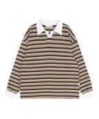 [ Pre-order ] Fancy Club Stripe Overfit Rugby - brown