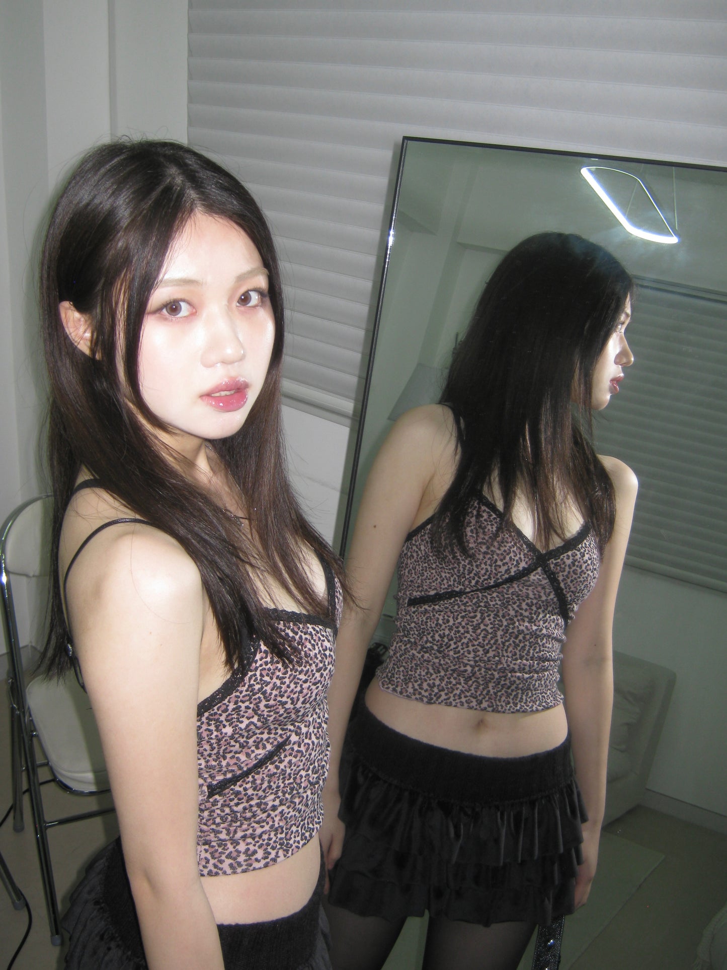 [ KR0460 ] 豹紋蕾絲背心三色入 Leopard Lace Top