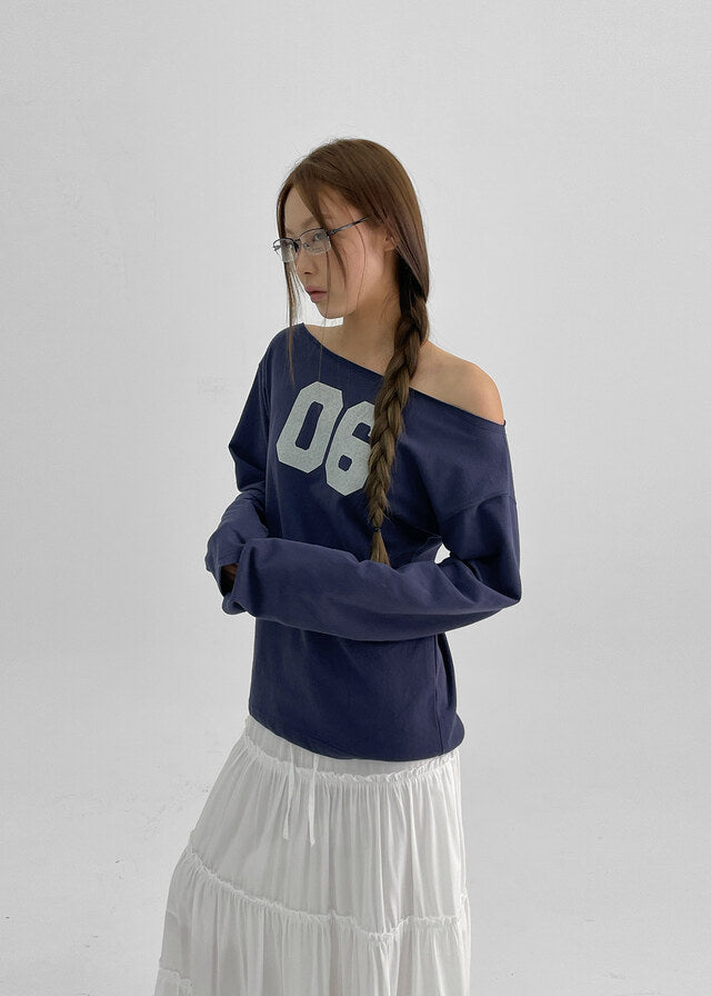 [ Aespa Winter 同款 ] - Blackup Made Boatneck Print Long Sleeve T-shirt