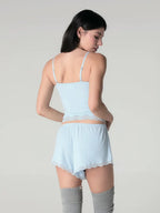 [ Pre-order ] Glowny Heart Lace Cami - Baby Blue