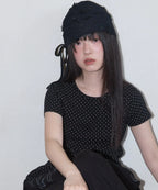 [ Pre-order ] Lace Ribbon Shirring Beanie