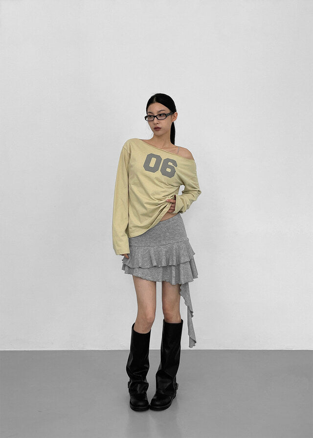 [ Aespa Winter 同款 ] - Blackup Made Boatneck Print Long Sleeve T-shirt