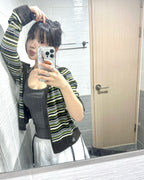 [ Pre-order ] Soft Knit Zip-up Stripe