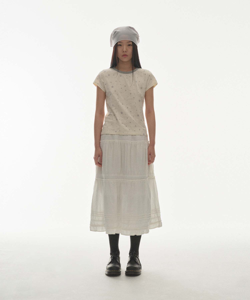 [ Pre-order ] Shirring Mid Skirt