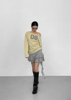 [ Aespa Winter 同款 ] - Blackup Made Boatneck Print Long Sleeve T-shirt