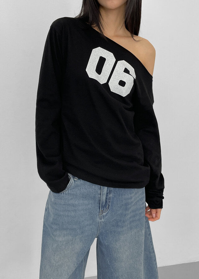 [ Aespa Winter 同款 ] - Blackup Made Boatneck Print Long Sleeve T-shirt