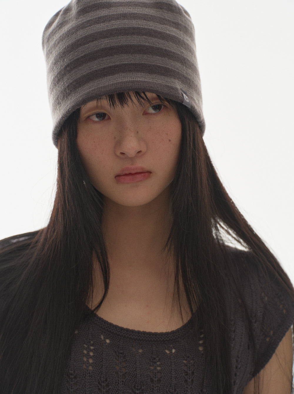 [ Pre-order ] Dual Stripe Beanie Purple Grey