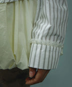 [ Pre-order ] Stripe Lace Tie Shirt Blue