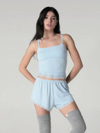 [ Pre-order ] Glowny Heart Lace Cami - Baby Blue
