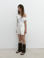 [ Pre-order ] Eyelet One Shoulder T