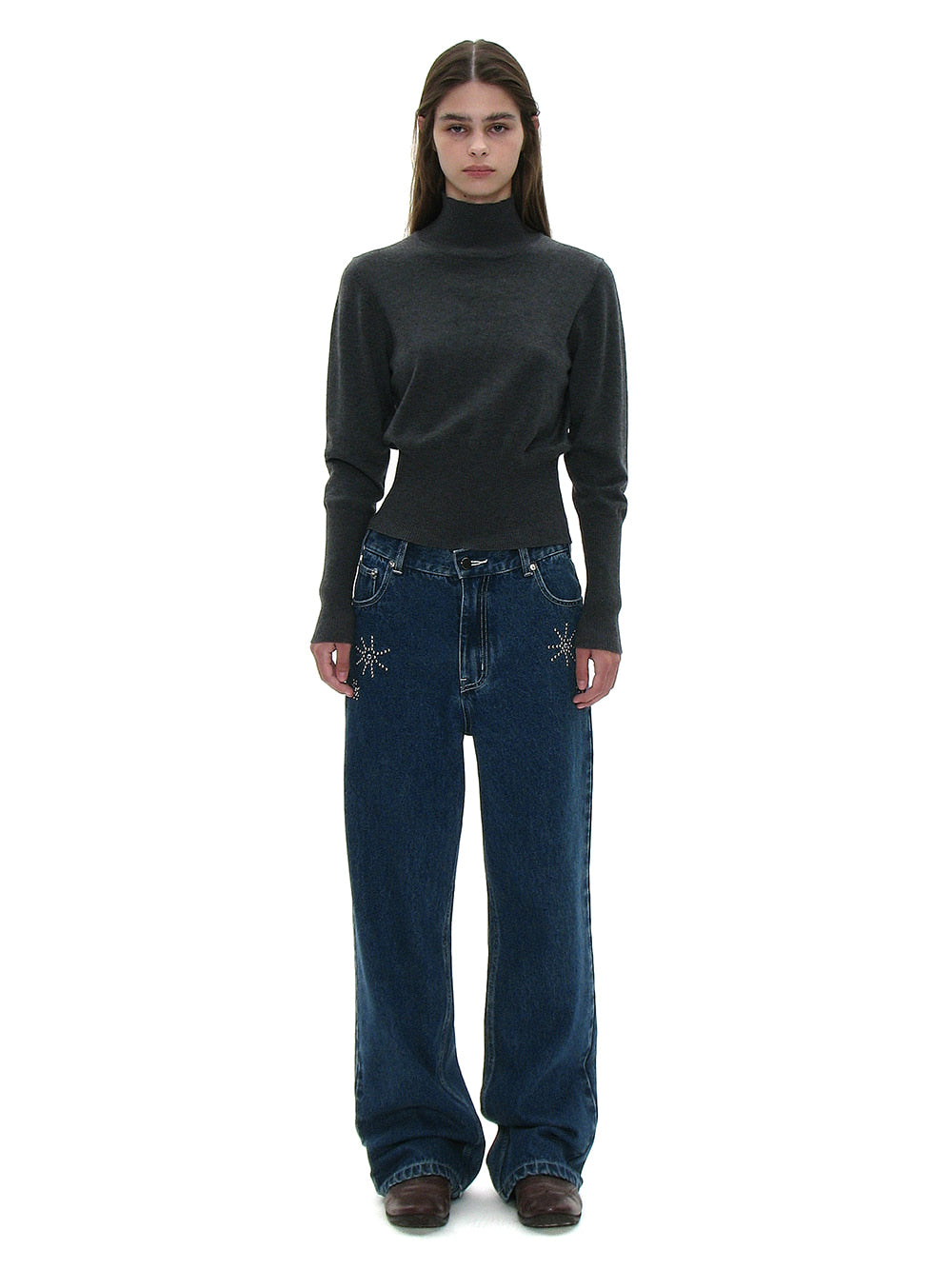 [ Pre-order] PWC HIGHNECK BACK BUTTON-UP KNIT TOP