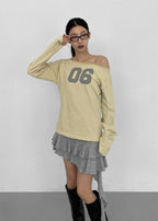 [ Aespa Winter 同款 ] - Blackup Made Boatneck Print Long Sleeve T-shirt