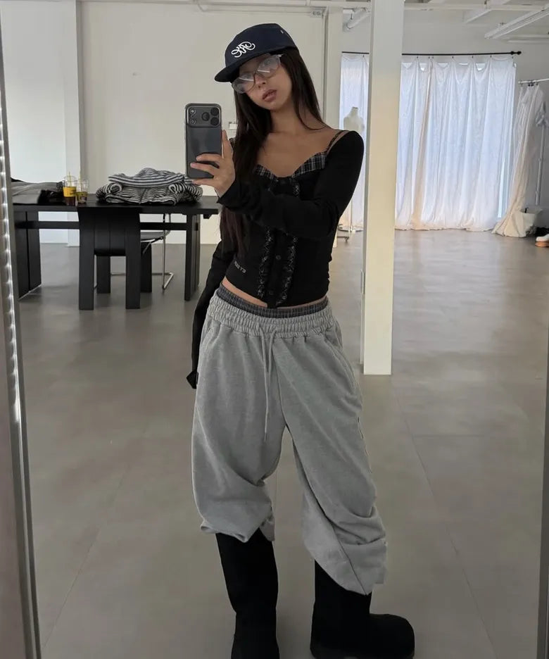 [ Pre-order ] Rockcake Check Layered 96 Wide 2way Jogger