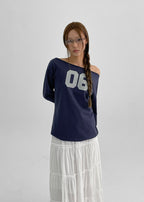 [ Aespa Winter 同款 ] - Blackup Made Boatneck Print Long Sleeve T-shirt