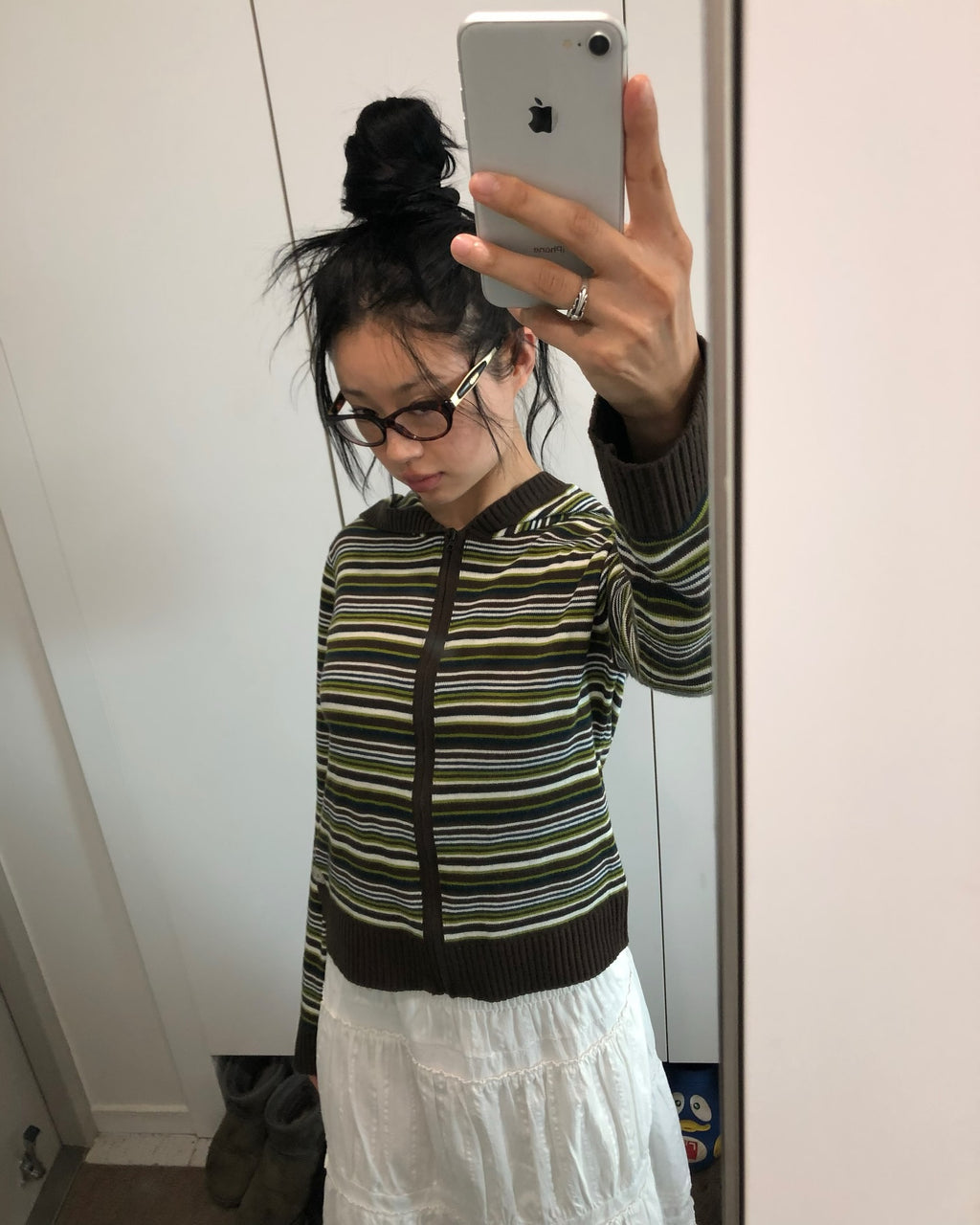 [ Pre-order ] Soft Knit Zip-up Stripe