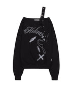 [ Pre-order ] Fancy Club One-Shoulder Buckle Sweatshirt