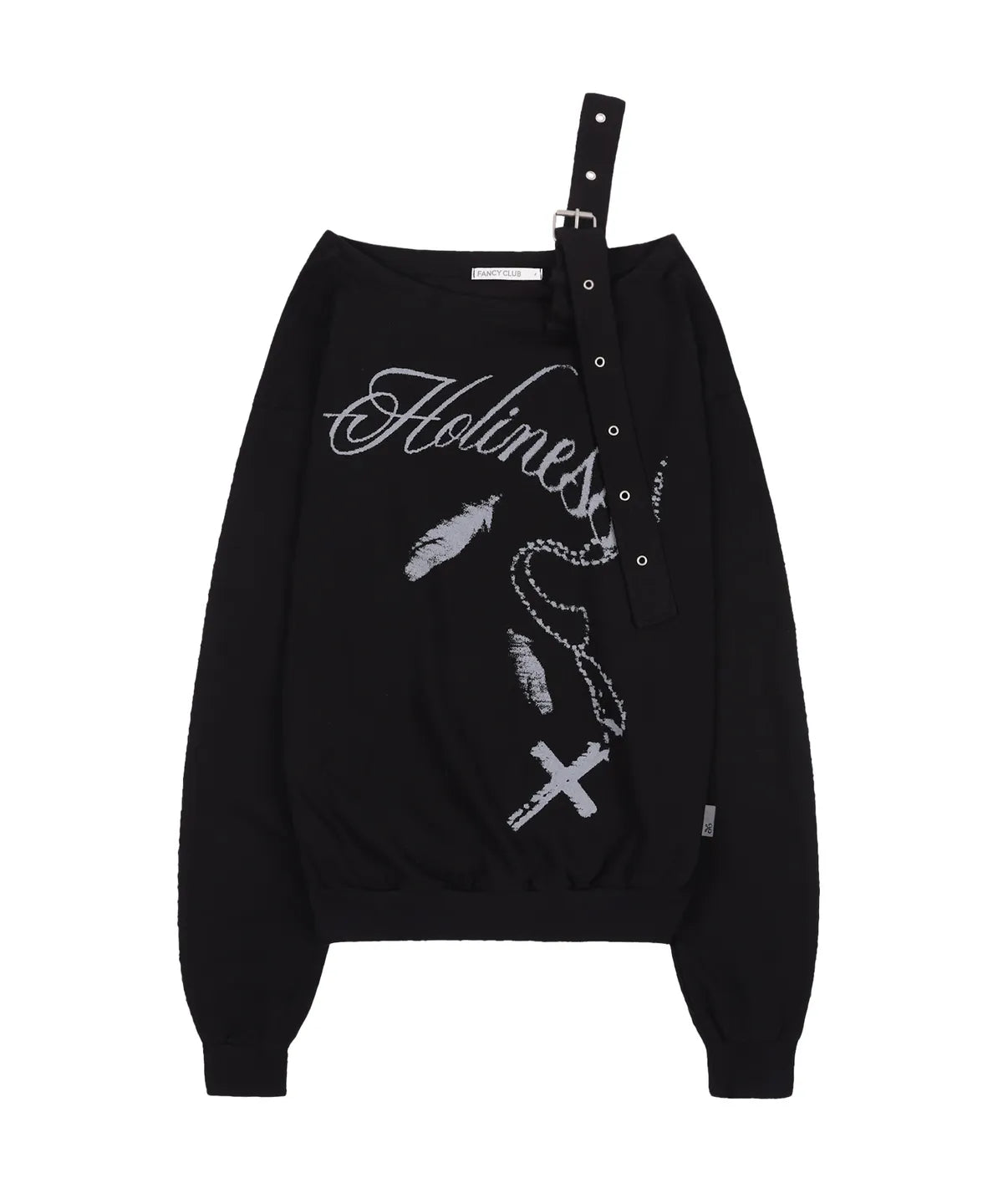 [ Pre-order ] Fancy Club One-Shoulder Buckle Sweatshirt