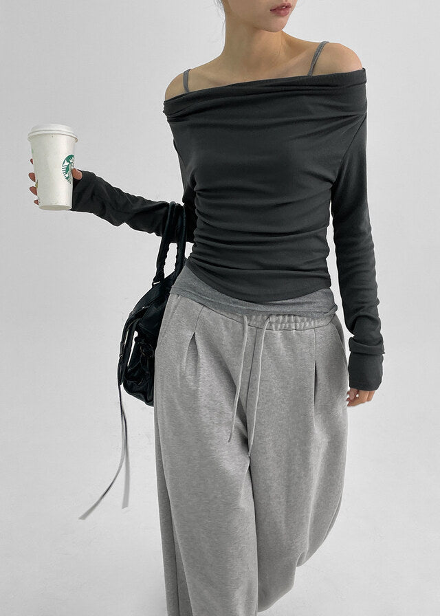 [ Pre-order ] Blackup Made Florem Gimo Drape Long Sleeve T-shirt