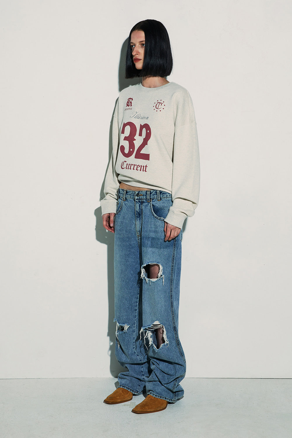 [ 已停產 ] CURRENT 32 football sweatshirt (charcoal)