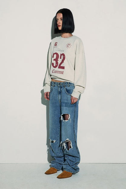 [ 已停產 ] CURRENT 32 football sweatshirt (charcoal)