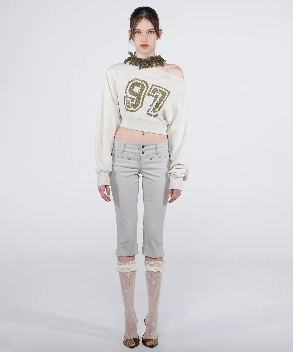 [ 現貨 ] Sculptor Off-Shoulder Cropped Sweatshirt
