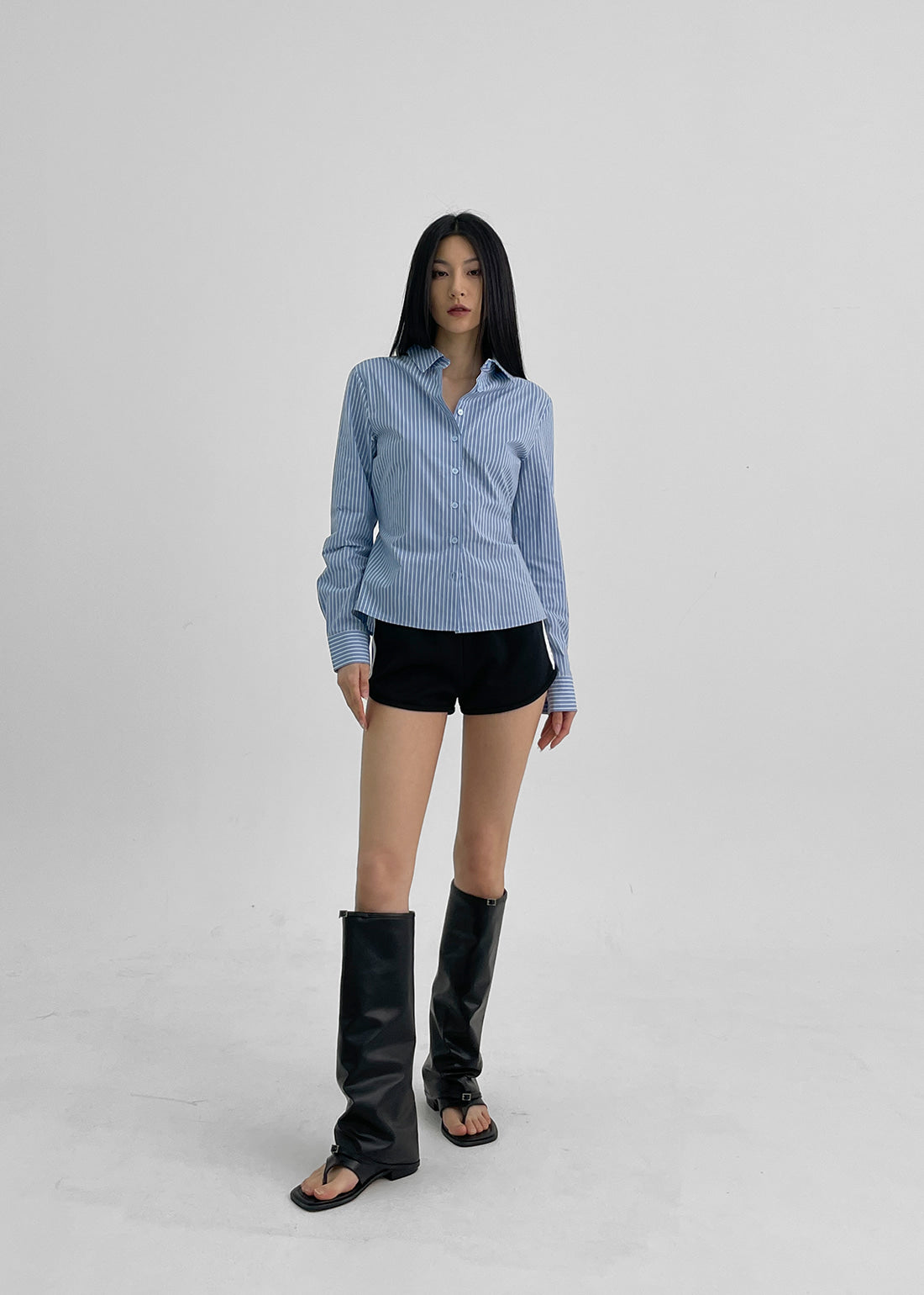[ Pre-order ] Blackup Made Wellin Waist Stripe Shirt