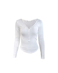[ KR0457 ] 修身加絨扣鈕上衣三色入 Everyday Long Sleeve Top ( 內含薄絨 )