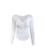 [ KR0457 ] 修身加絨扣鈕上衣三色入 Everyday Long Sleeve Top ( 內含薄絨 )