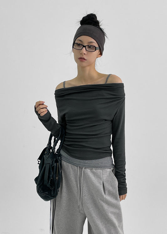 [ Pre-order ] Blackup Made Florem Gimo Drape Long Sleeve T-shirt