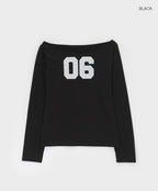 [ Aespa Winter 同款 ] - Blackup Made Boatneck Print Long Sleeve T-shirt