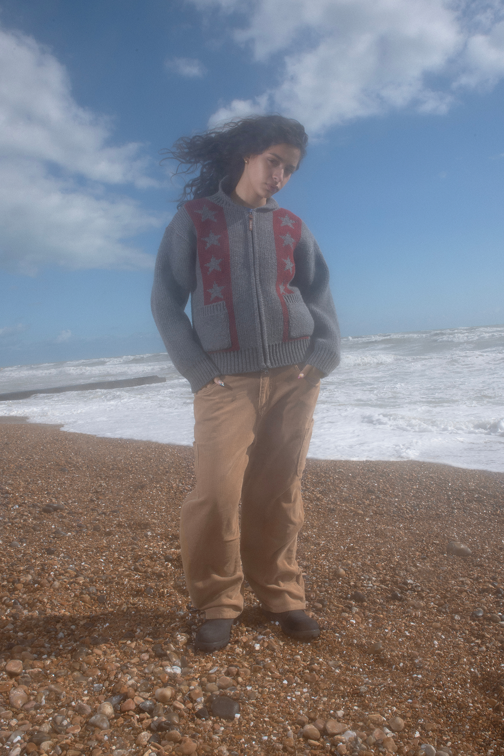 [ Pre-order ] Space Cow Cowichan Knit Jacket Grey