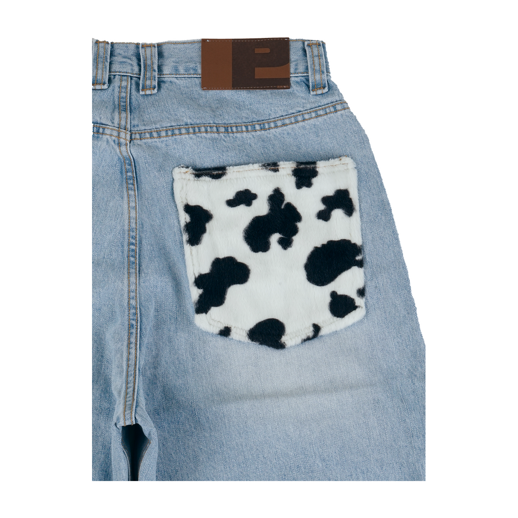 [ Pre-order ] Cow Star Denim Pants Light Blue