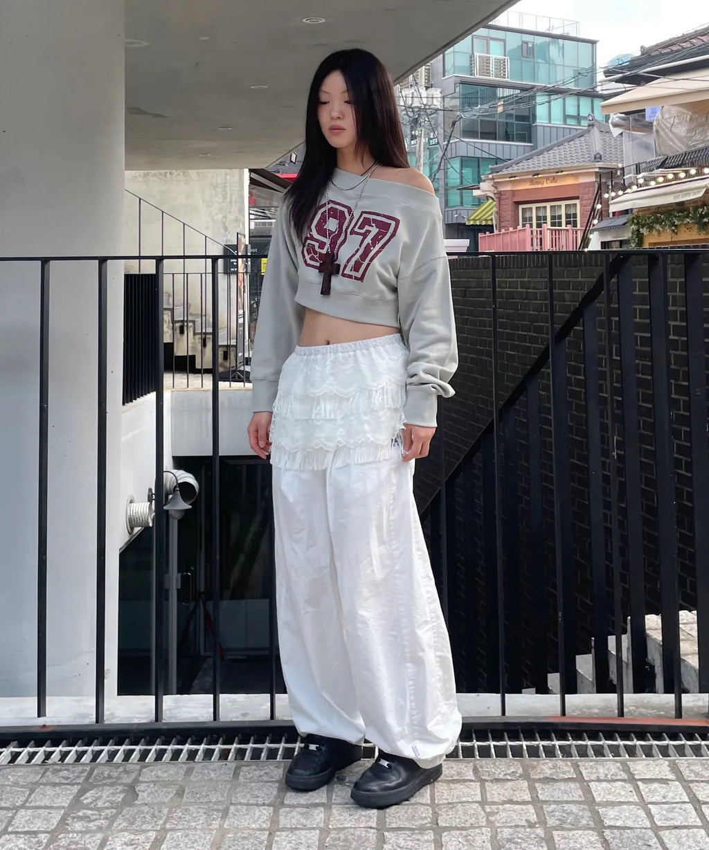 [ 現貨 ] Sculptor Off-Shoulder Cropped Sweatshirt