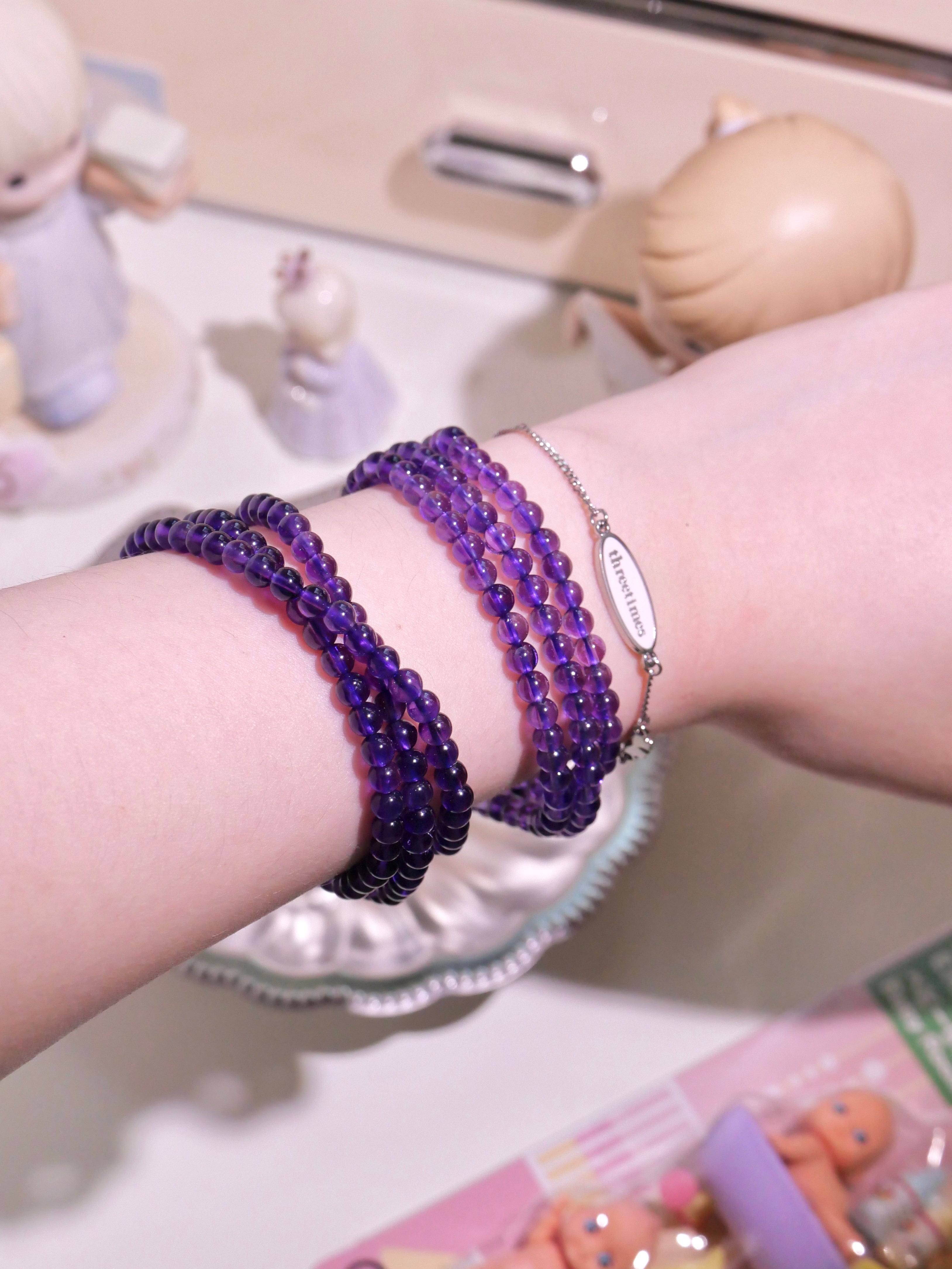 [ 現貨 ] 紫水晶多圈 4mm Natural Amethyst Bracelet