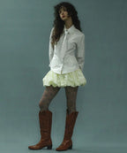 [ Pre-order ] Stripe Lace Tie Shirt Blue