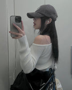 [ 現貨 ] 秋冬必入厚針織單膊側開上衣 Basil Unbalanced Shoulder Knit