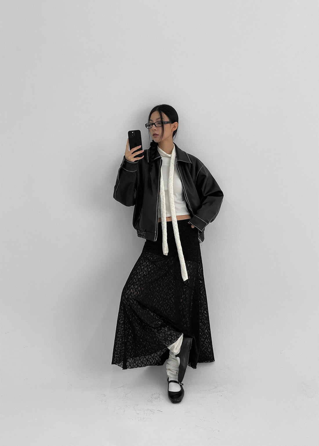 [ Pre-order ] Blackup Made Floppy Layered Lace Long Skirt