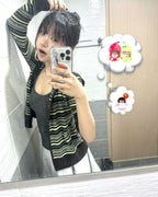 [ Pre-order ] Soft Knit Zip-up Stripe