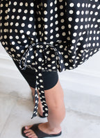 [ Pre-order ] 리버시블 보우 캔버스백 - 도트 블랙