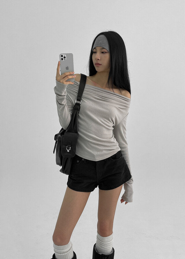 [ Pre-order ] Blackup Made Florem Gimo Drape Long Sleeve T-shirt