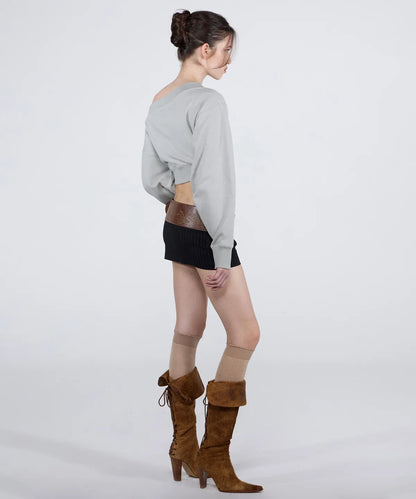 [ 現貨 ] Sculptor Off-Shoulder Cropped Sweatshirt