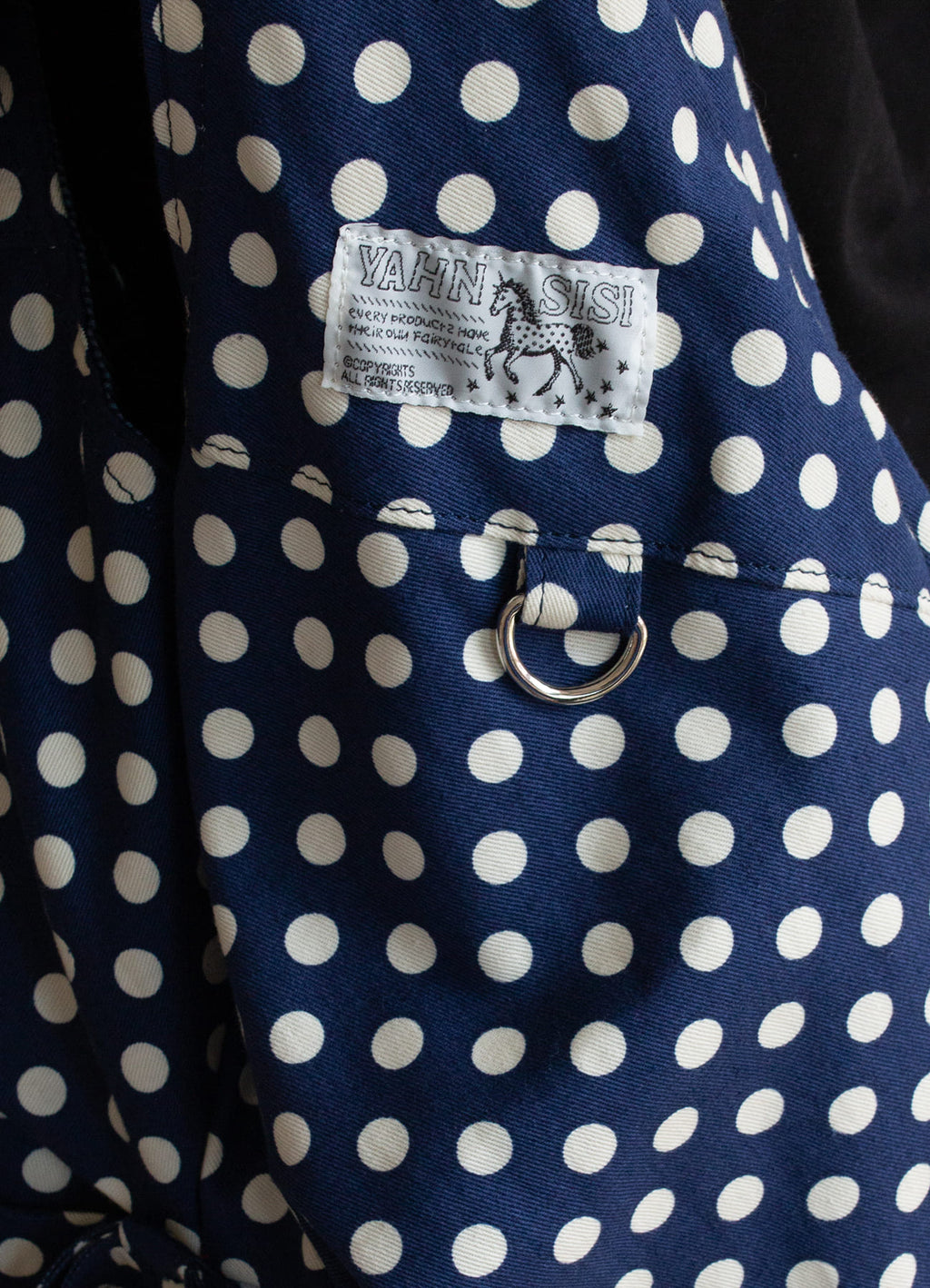 [ Pre-order ] 리버시블 보우 캔버스백 - 도트 네이비