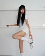 [ Pre-order ] Khiho Satin Shirring Ballerina Flats