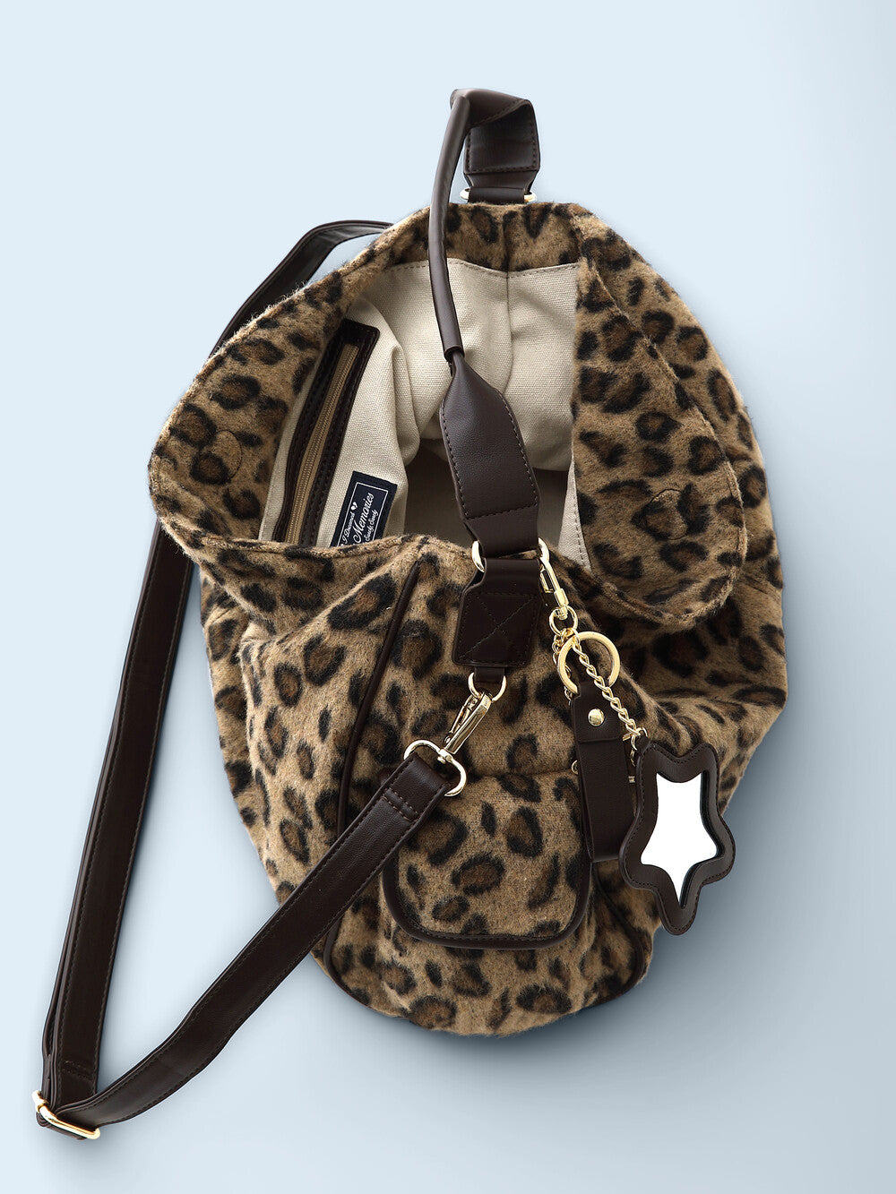 [ Pre-order ] Wool Leopard Pillow Bag Beige