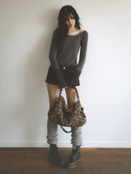 [ Pre-order ] Wool Leopard Pillow Bag Beige ( 送星星鏡+長肩帶 )