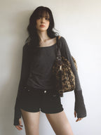 [ Pre-order ] Wool Leopard Pillow Bag Beige ( 送星星鏡+長肩帶 )